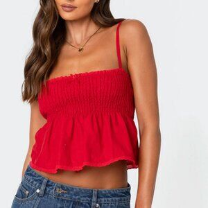 Edikted Millie Scrunch Tank Top, Red Tube Top, Small, BNWT